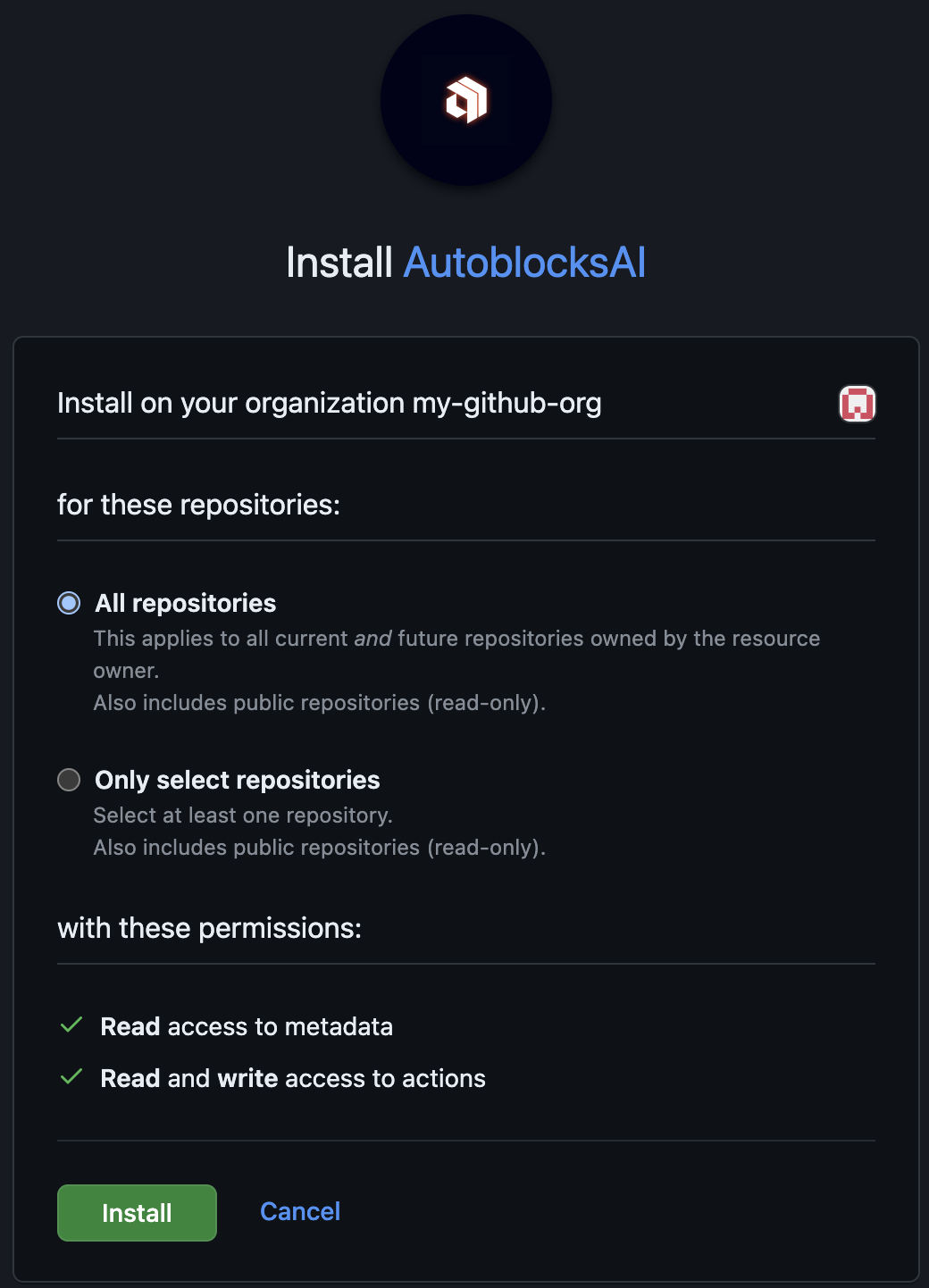 Install GitHub App.